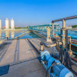 Chemical addition process in Water Treatment Plant with blue sky